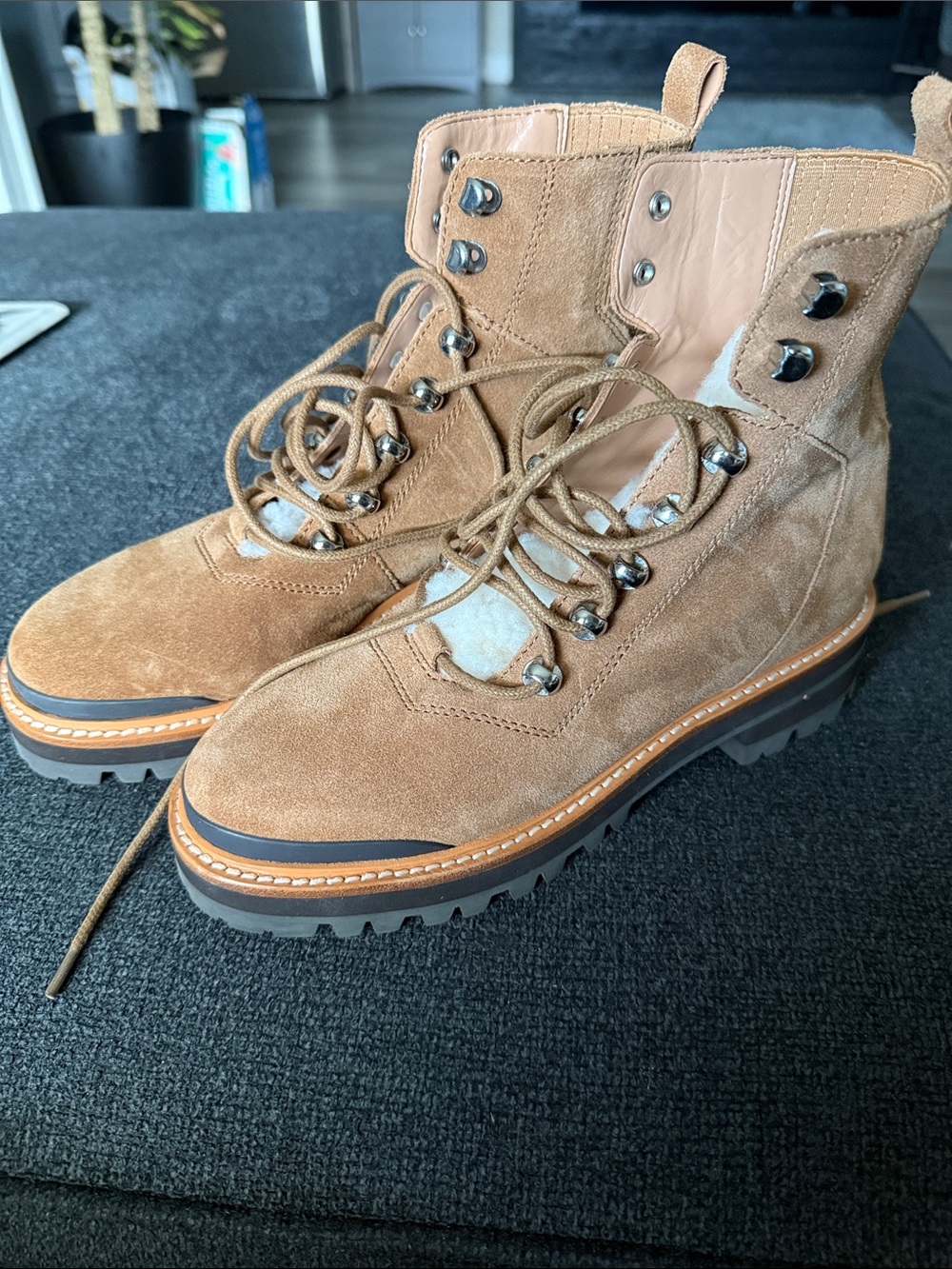 Marc Fisher Women's Tan Suede Lace-Up Hiking Boots